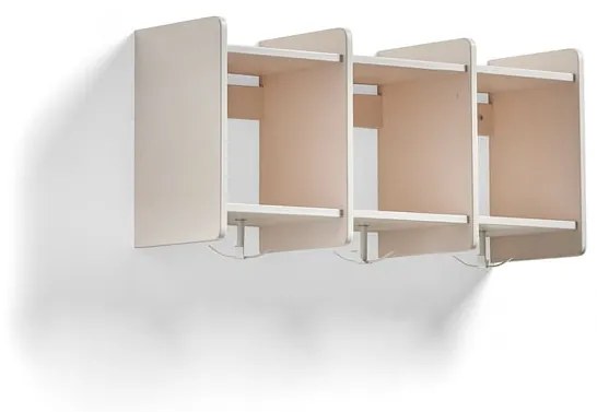 Nástenný vešiak s poličkou EBBA, 3 sekcie, biela