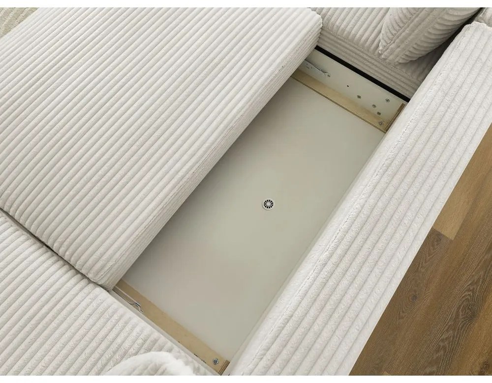 Krémová menčestrová rozkladacia rohová pohovka (pravý roh/do "U") Lucien – Bobochic Paris