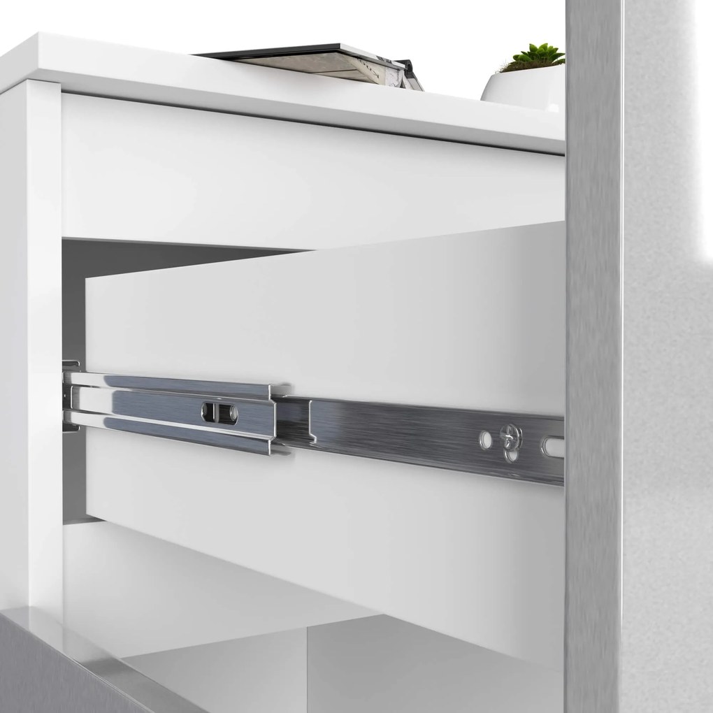 Komoda Kiara 80 cm 2 skrinky a 1 zásuvka biela/sivá