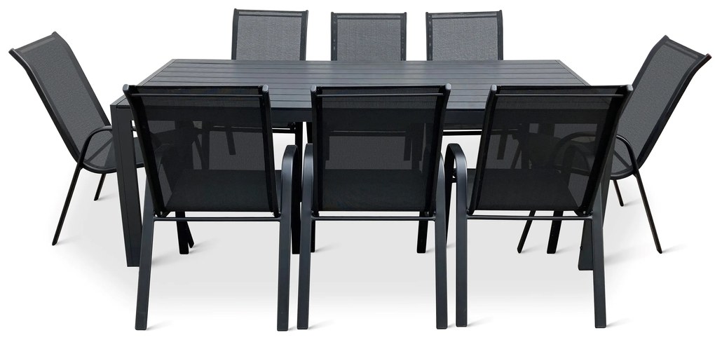 Záhradný jedálenský set Viking XL + 8x kovová stolička Ramada