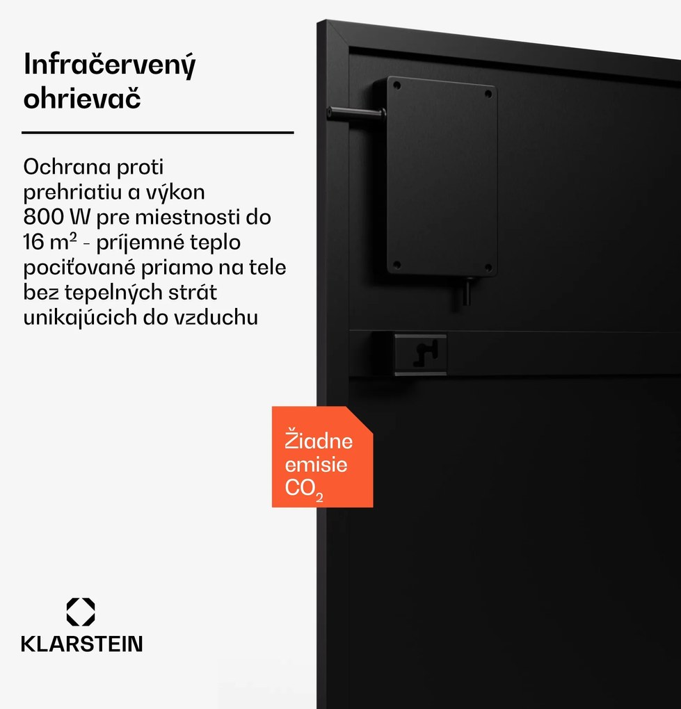 Klarstein Wonderwall Smart Bornholm Infračervený ohrievač, 800 W, Inteligentné ovládanie, montáž na stenu, LED-Displej