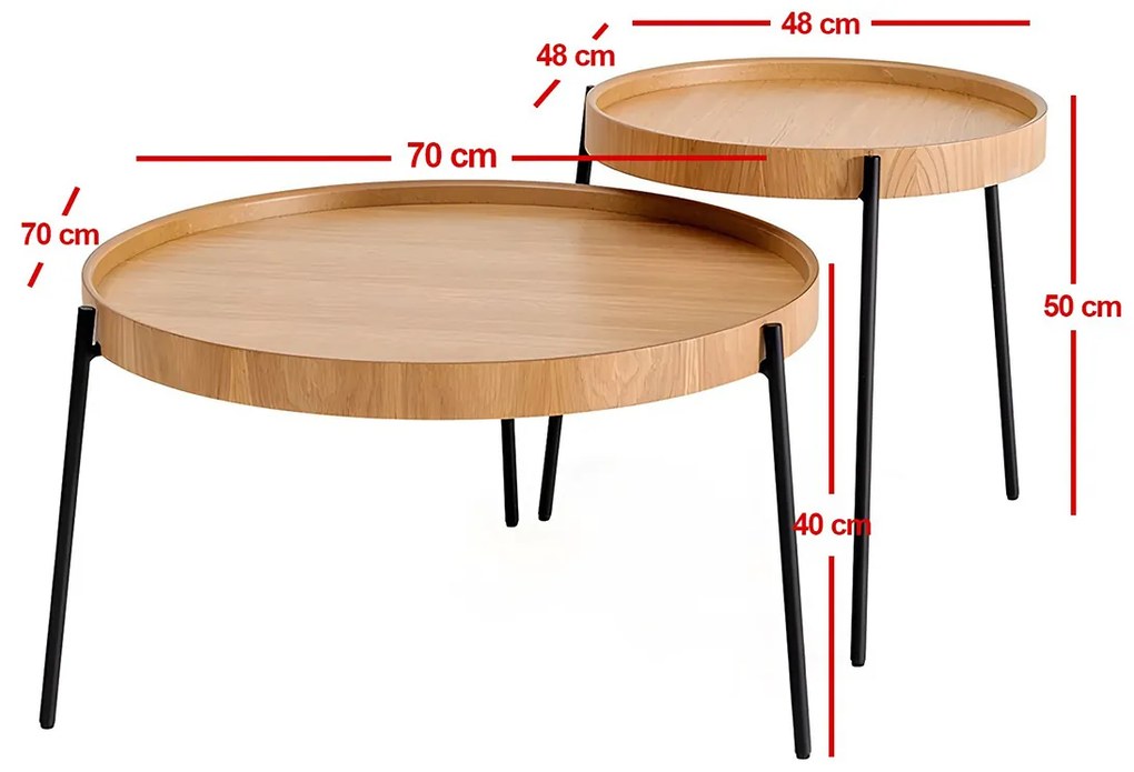 Odkladací stolík Ronda Natural, 2 ks