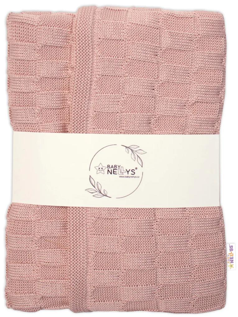 Luxusná bavlnená pletená deka, dečka CUBE, 80 x 100 cm - pudrovo ružová