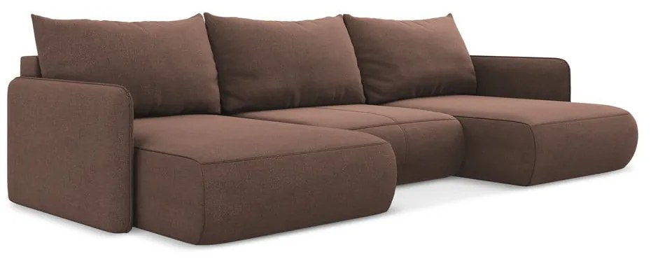 Ružová rozkladacia/s úložným priestorom rohová pohovka Nanea – Makamii