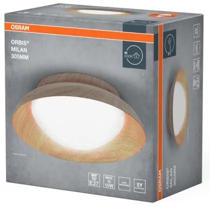 Osram - Stropné svietidlo ORBIS MILAN 2xE27/10W/230V pr. 30,5 cm drevený dekor