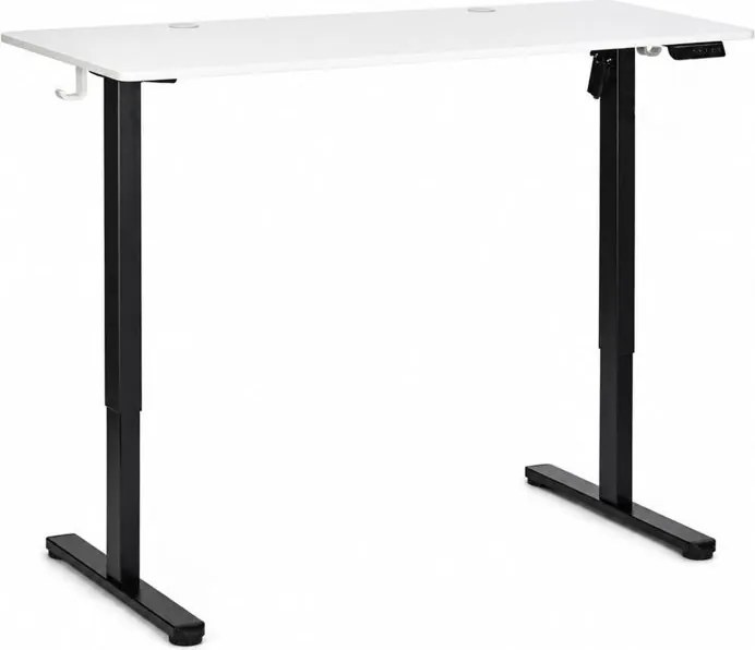 Elektrický písací stôl 120x60 cm, výškovo nastaviteľná 72-118 cm biela doska