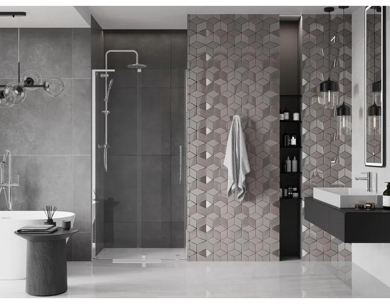 Mexen Velar L, posuvné sprchové dvere do otvoru 120 cm, 8mm číre sklo, chrómová, 871-120-003-01-01