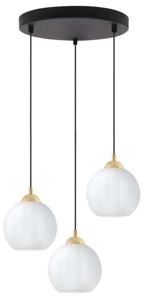 Závesné svietidlo Costa, 3x biele sklenené tienidlo, b/g, o