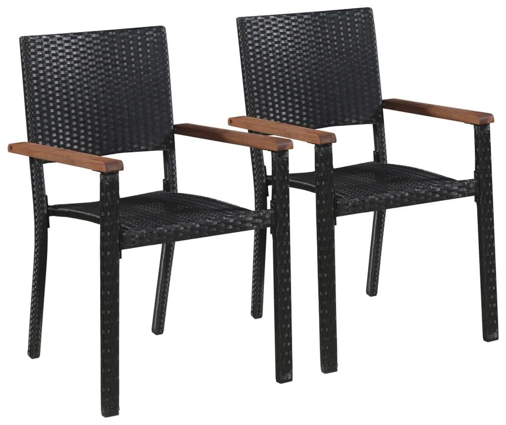 Vonkajšie stoličky 2 ks, polyratan, čierne