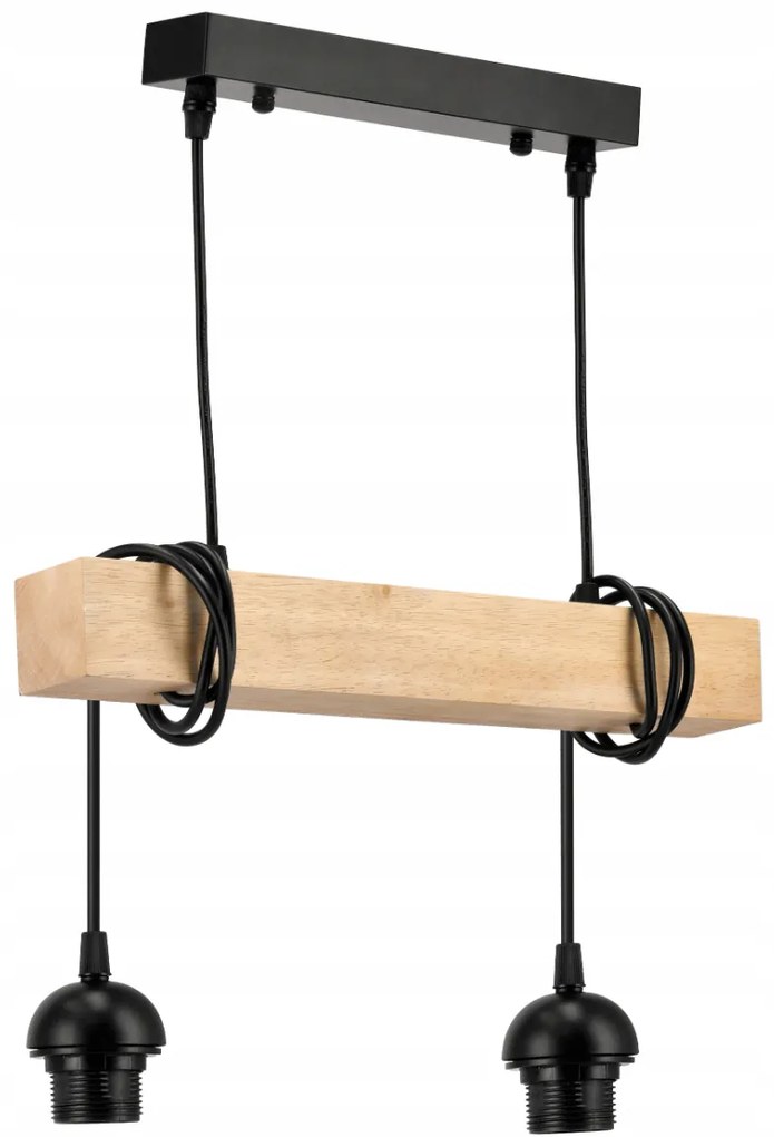 BERGE Závesné stropné svietidlo LED drevený trám 2xE27 Wooden Ball Luster