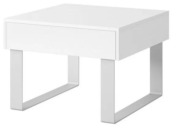 Konferenčný stolík malý CALABRINI, 63,5x45x63,5, biela/biely lesk
