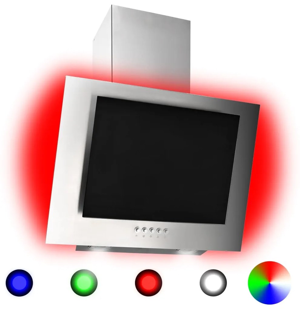 RGB Nástenný digestor s LED 60 cm nehrdzavejúca oceľ a tvrdené sklo 51247