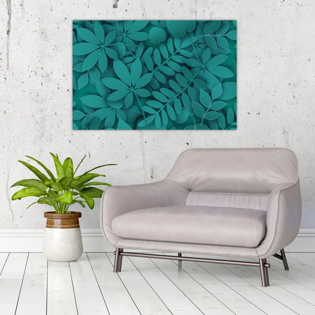 Obraz - Tyrkysové listy (90x60 cm)