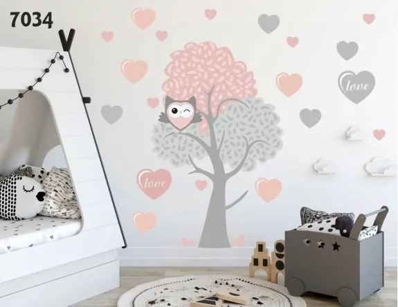 Jemná nálepka na stenu sovička LOVE 60 x 120 cm