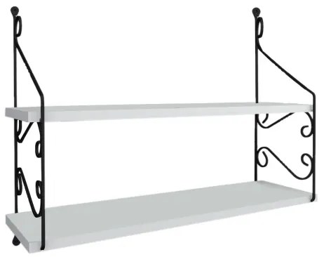 Nástenná polica SERAMONI 51x72 cm biela/čierna