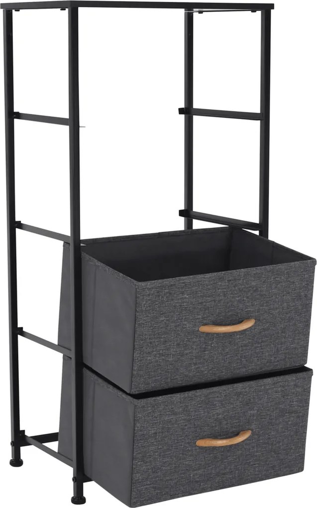 Komoda s látkovými zásuvkami PALMERA, čierna