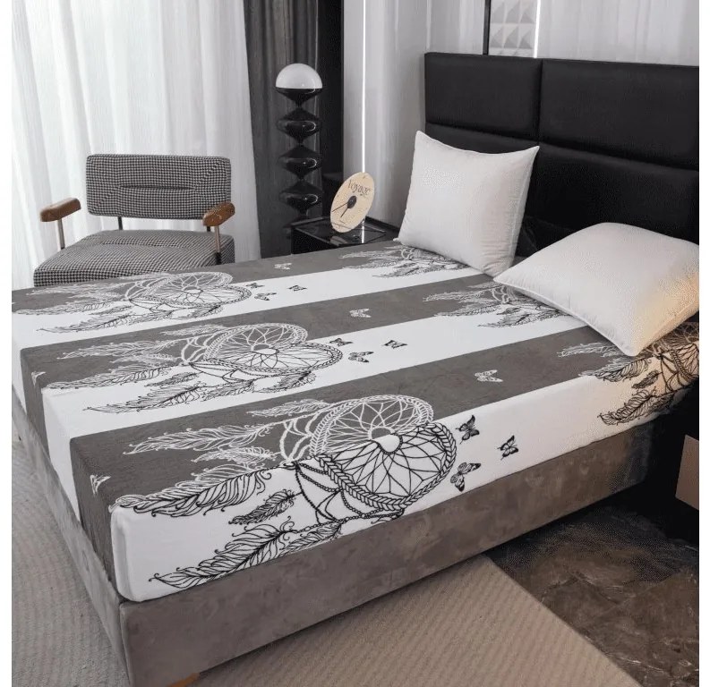 Plachta mikroplyš TIRSO 180x200 cm sivo-biela