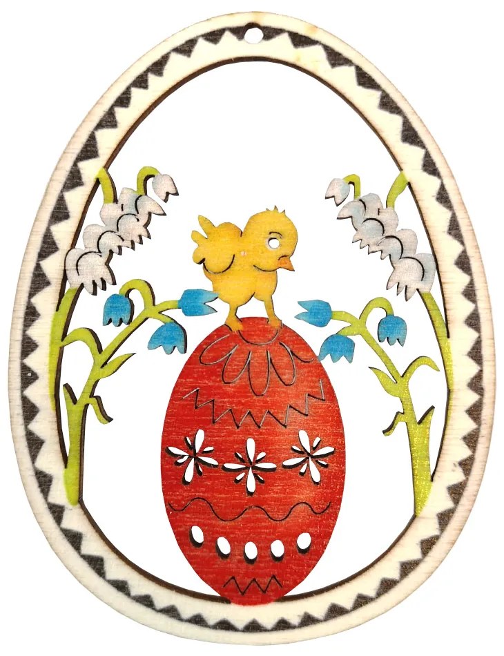 AMADEA Drevená dekorácia vajíčko kura s vajíčkom, veľkosť 9 cm, český výrobok