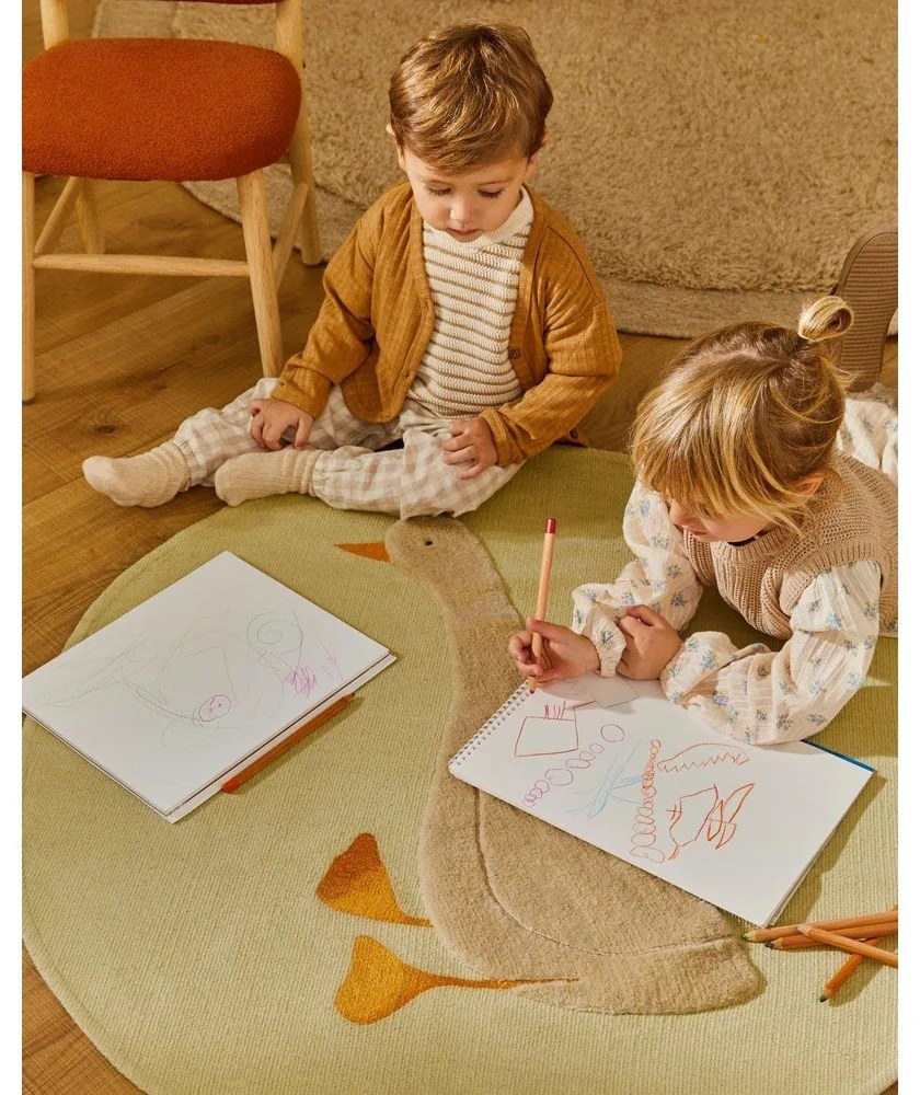 Svetložltý bavlnený detský koberec ø100 cm Milu – Kave Home