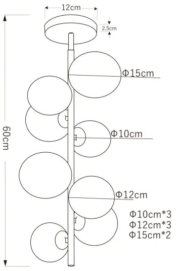 Globo 56133-8D - LED Luster na tyči RIHA 8xG9/3W/230V