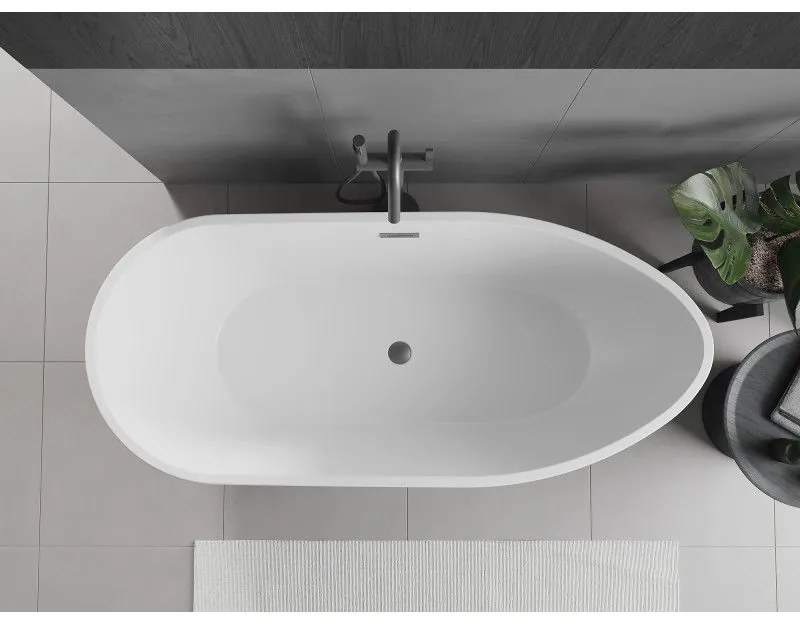 Mexen Eos, voľne stojaca vaňa 150 x 75 cm, biela-čierna, brúsený grafit prepad, 52471507575-95