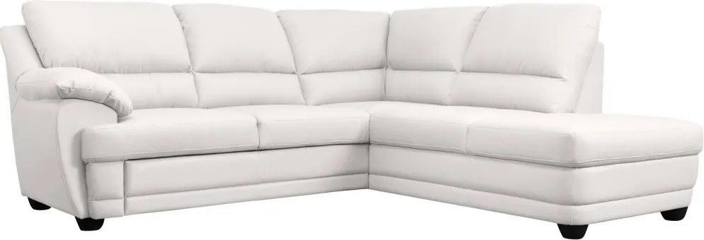 Rohová sedacia súprava Nebolo, biela koža, pravý roh