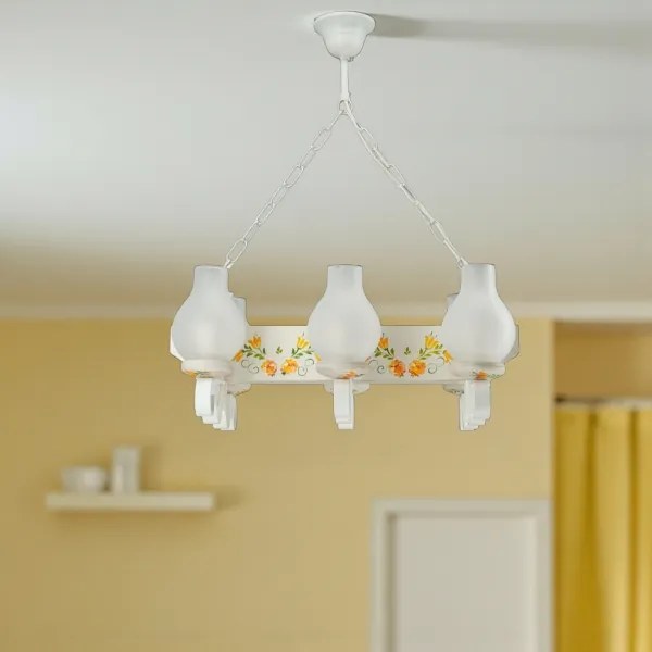 Brilagi - Závesný luster na reťazi QUEEN 6xE14/40W/230V buk/krémová