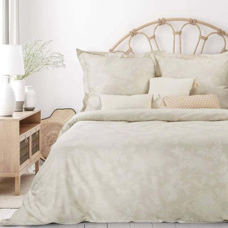 EUROFIRANY Bavlnená mako-saténová súprava posteľnej bielizne s matnou potlačou 220 cm x 200 cm béžová makosatén 100% bavlna