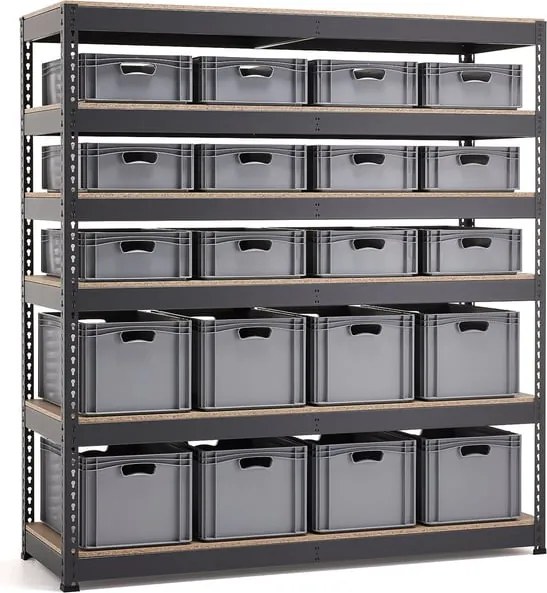 Regál COMBO s 20 plastovými EURO prepravkami