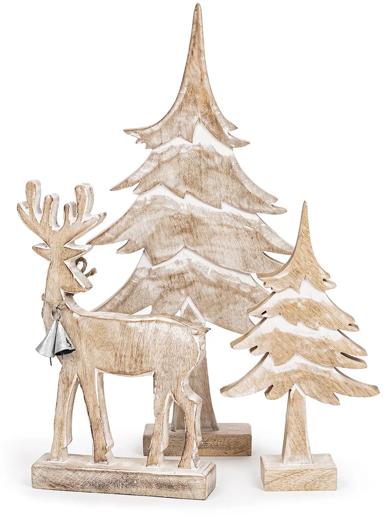 4Home Dekorácia z mangového dreva Nordic Reindeer, 33 cm