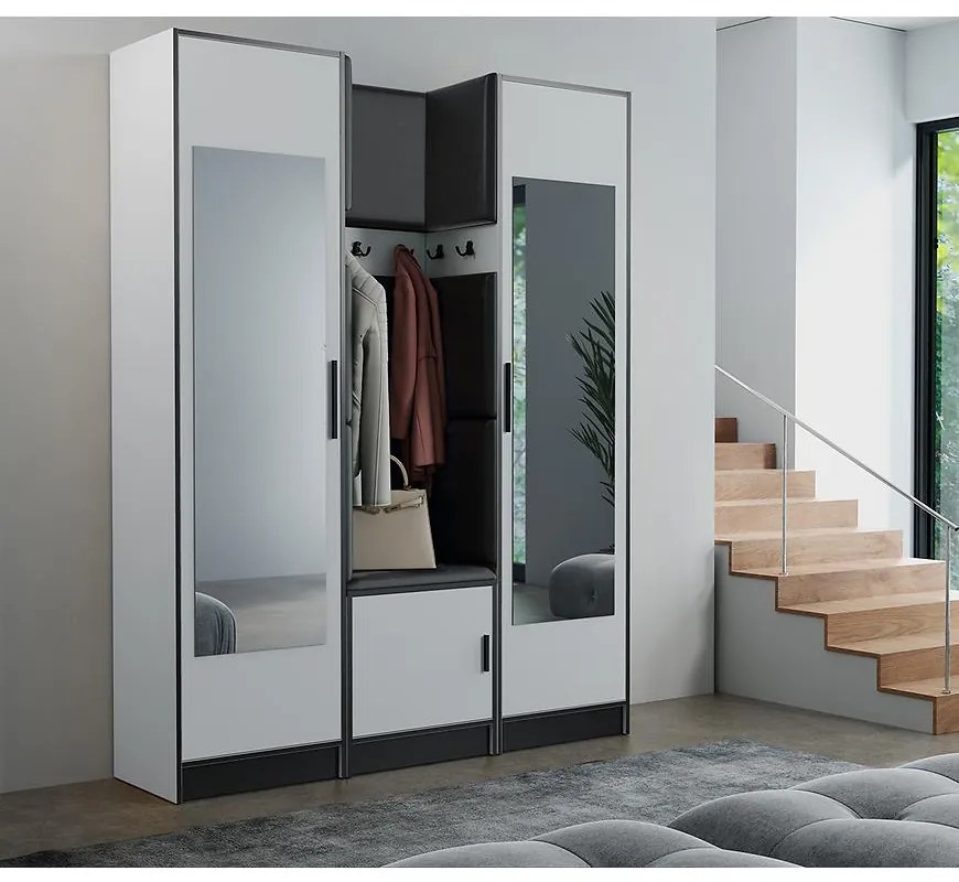 Predsieňový nábytok Roj 12 biely + Madryt 1100 ekokoža čierna