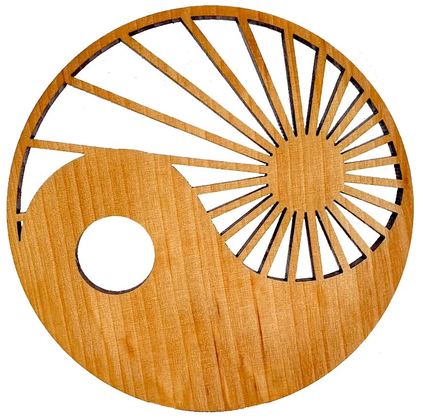 AMADEA Drevený podtácok okrúhly jin-jang, masívne drevo, priemer 10 cm