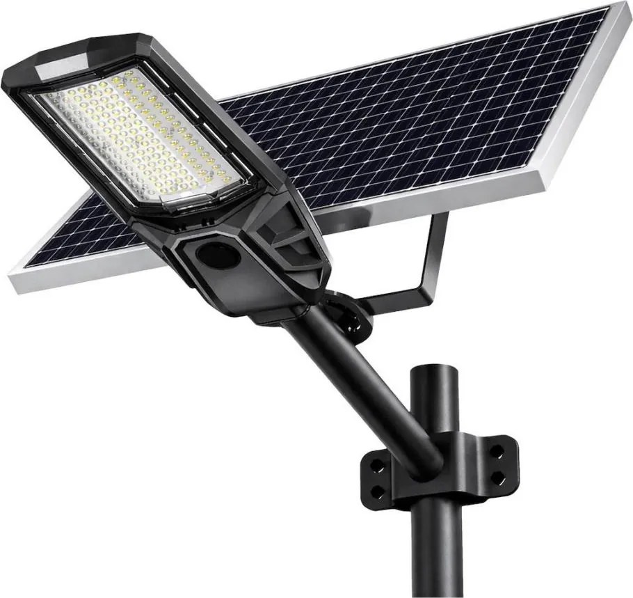 LED stmievateľná pouličná lampa so senzorom a solárnym panelom KOBRA 400 W / 24 000 mAh IP65 antracit + diaľkové ovládanie