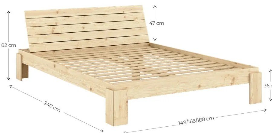 Dvojlôžková posteľ z borovicového dreva s roštom v prírodnej farbe 180x200 cm Layers – Karup Design