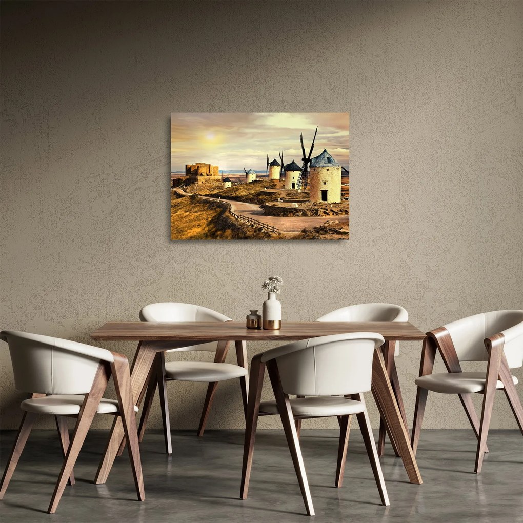 Sklenený obraz - Veterné mlyny (70x50 cm)