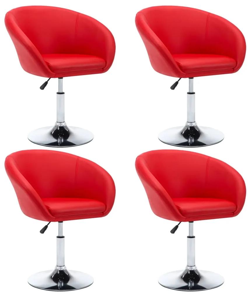 vidaXL Otočné jedálenské stoličky 4 ks, červené, umelá koža | BIANO