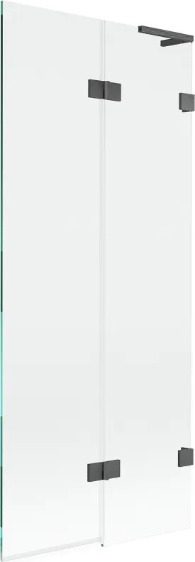 Mexen Lunar L, 2-krídlová vaňová zástena pravá 80 x 150 cm, číre sklo, grafitová, 897L-080-100-66-00-P