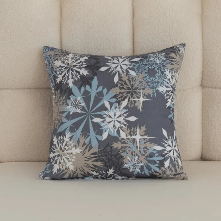 Obliečka na vankúš z mikrovlákna SNOWFLAKE 45x45 cm, modrosivý