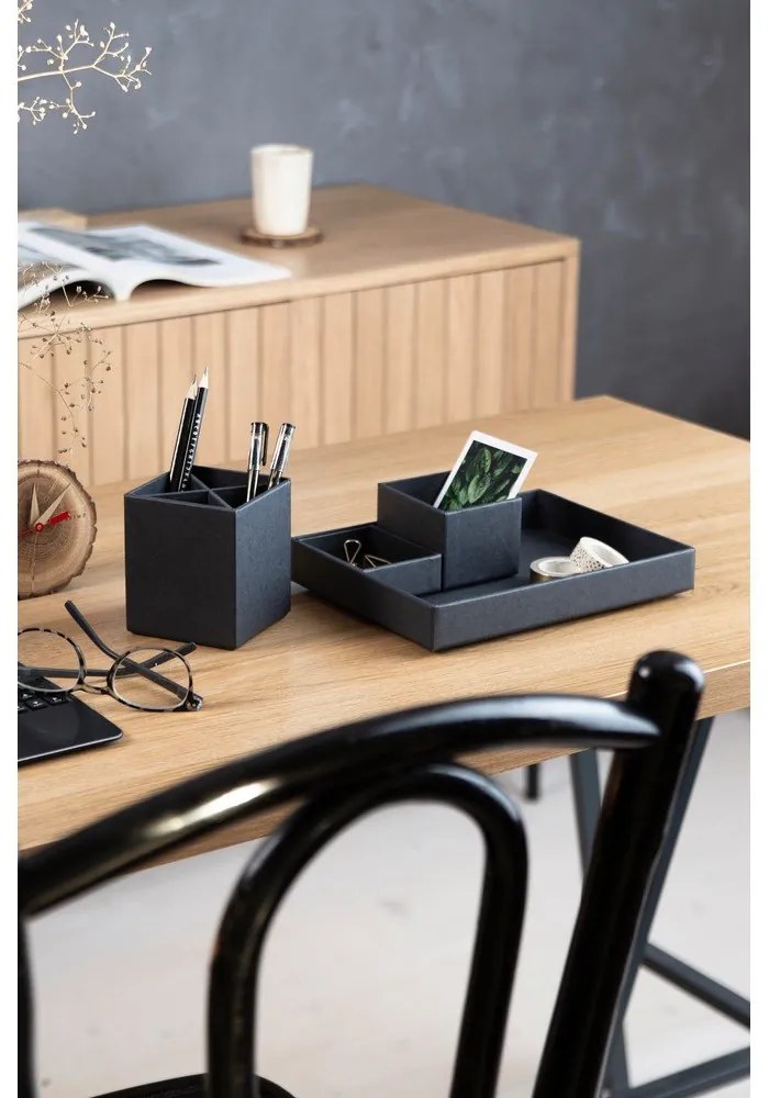 Tmavosivý 4-dielny stolový organizér na písacie pomôcky Bigso Box of Sweden Lena