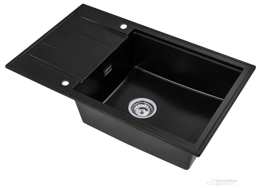Gamma Modern 8010, 1-komorový granitový drez 800x500x210 mm, čierna, GMA-ZM-8010-BK