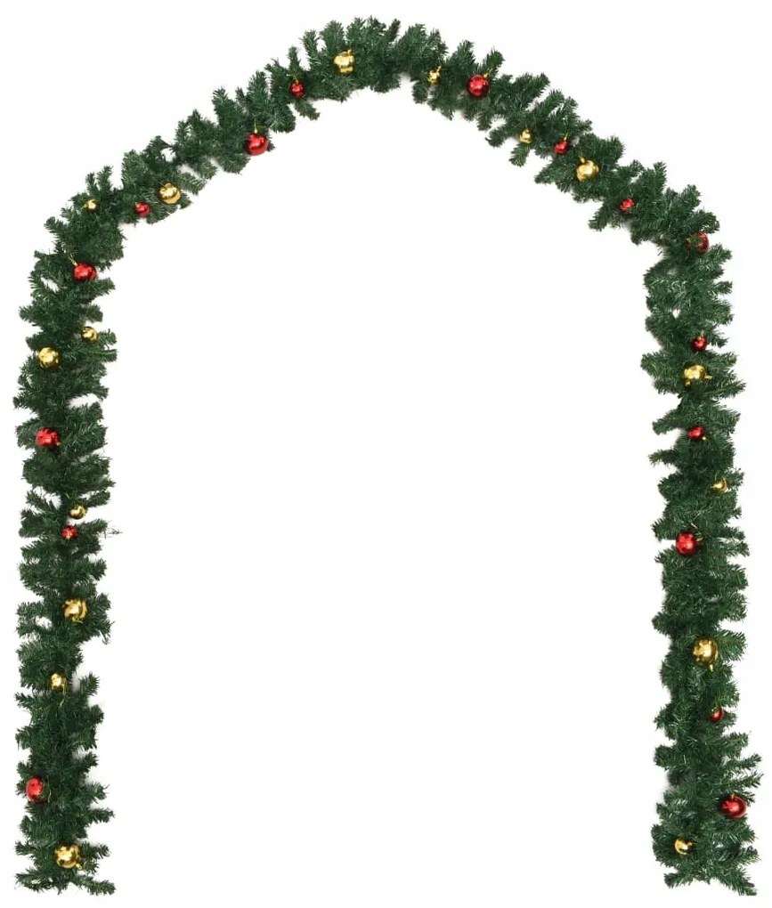 vidaXL Vianočné girlandy 4 ks s guľami zelené 270 cm PVC