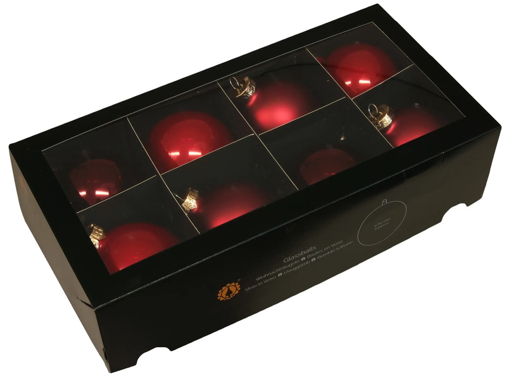 Kolekcia červených sklenených gúľ v troch odtieňoch Variant: Ø: 5,7 cm, sada 30ks