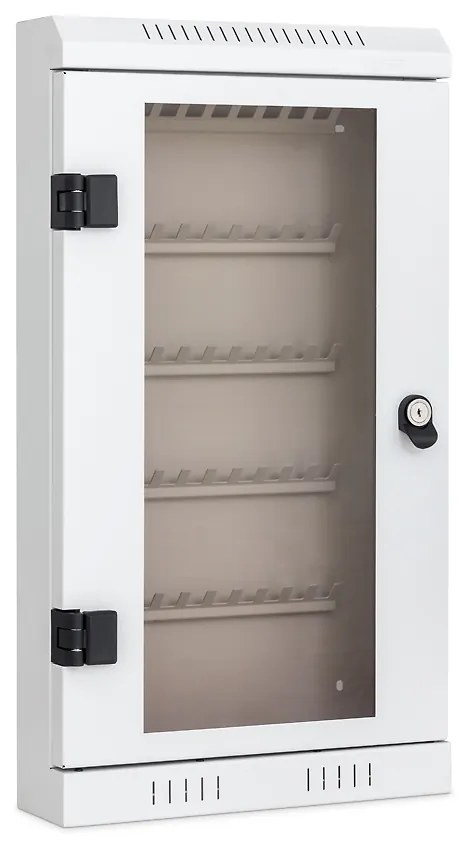 Skrinka na kľúče presklená, na 50 kľúčov, sivá