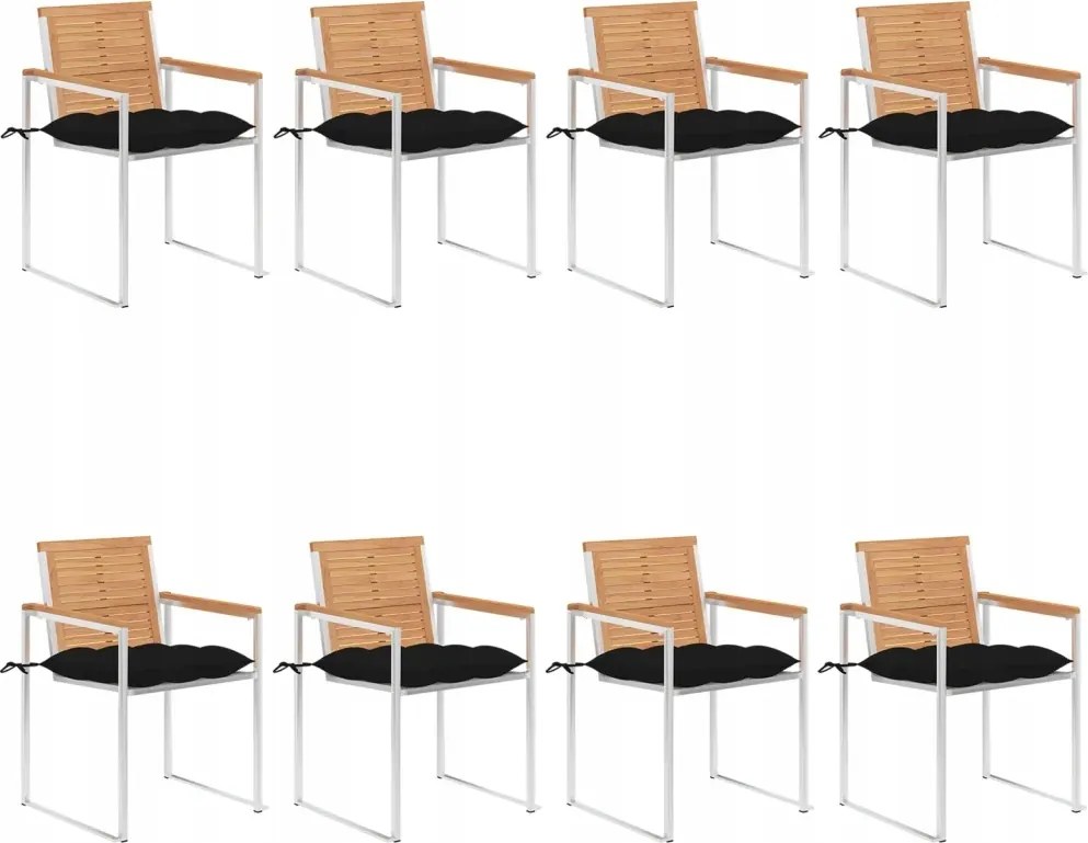 vidaXL Záhradné stoličky 8 ks s podložkami tíkový masív