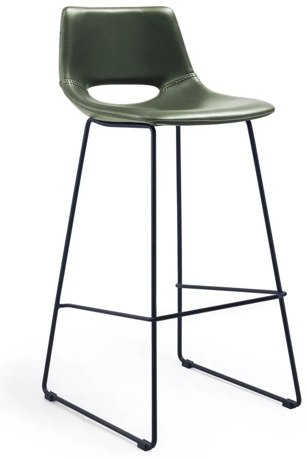 Kaki barová stolička z imitácie kože (výška sedadla 76 cm) Zahara – Kave Home