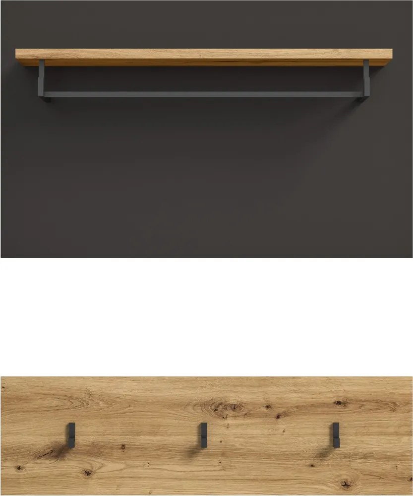 Dvojdielny šatníkový panel Cano, 80 cm, šedá/dub artisan