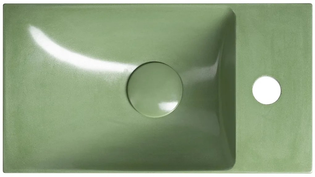 Sapho Sapho, AGOS betónové umývadlo 40x22cm, ľavé/pravé, zelená lesklá, AS40023