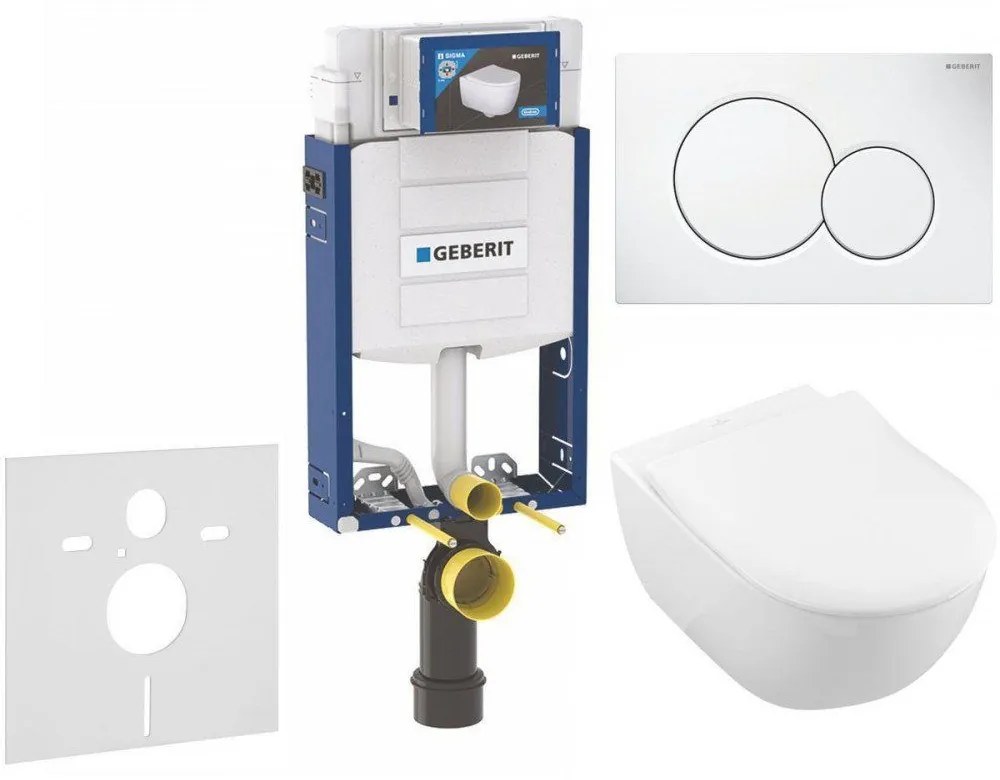 GEBERIT Kombifix súprava 5v1 - inštalačný modul, závesné WC s DirectFlush a Softclose sedátko VILLEROY &amp; BOCH Subway 2.0, tlačítko Sigma01, 115.770.11.5 (alpská biela), 110.302.00.5 NI1