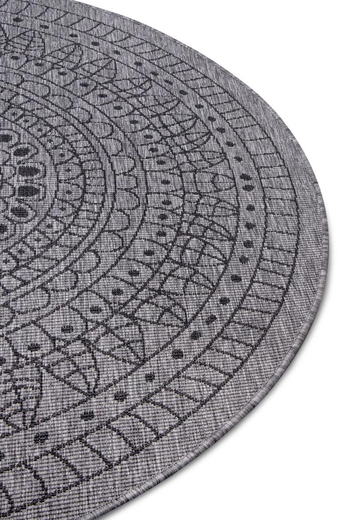 NORTHRUGS - Hanse Home koberce Kusový koberec Twin-Wendeteppiche 105476 Night Silver kruh – na von aj na doma - 200x200 (priemer) kruh cm