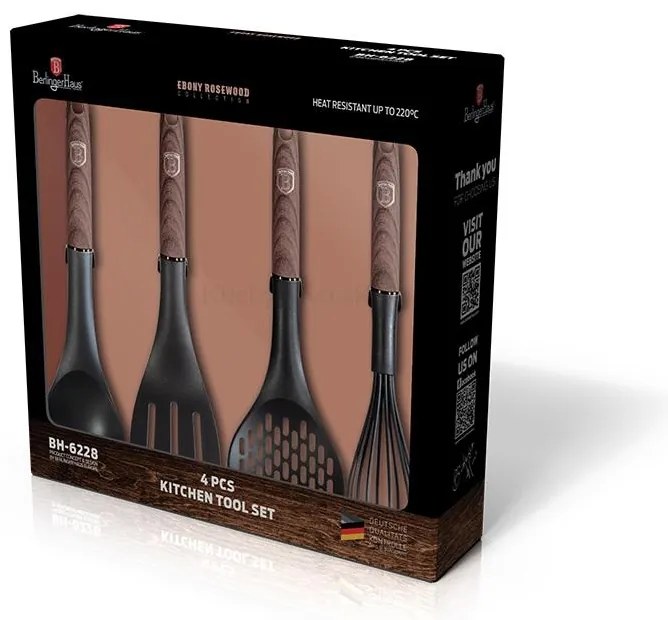 Ebony Rosewood sada kuchynských pomocníkov, 4 ks